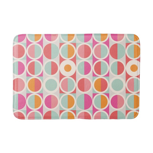 Tapis De Bain Motif géométrique rose orange (Devant)