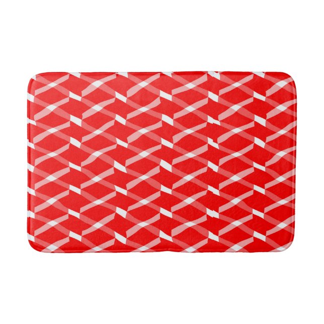 Tapis De Bain Motif géométrique rouge et blanc (Devant)
