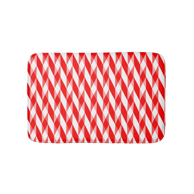 Tapis De Bain Motif géométrique rouge et blanc (Devant)