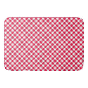 Tapis De Bain Motif Gingham Rouge et Blanc Classique Rustique