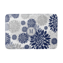 Motif graphique de fleur grise de bleu marine