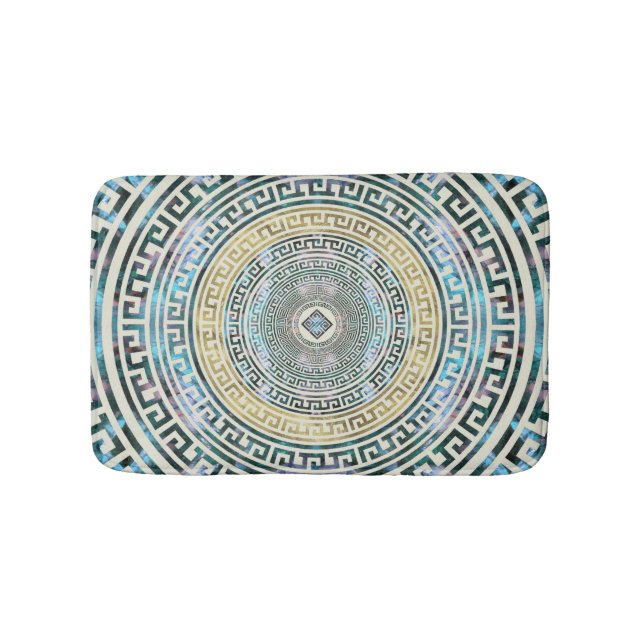 Tapis De Bain Motif grec circulaire de méandre - clé grecque (Devant)