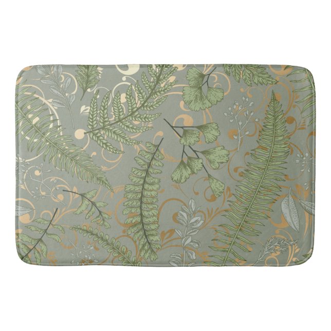 Tapis De Bain Motif Green et Gold Fern (Devant)