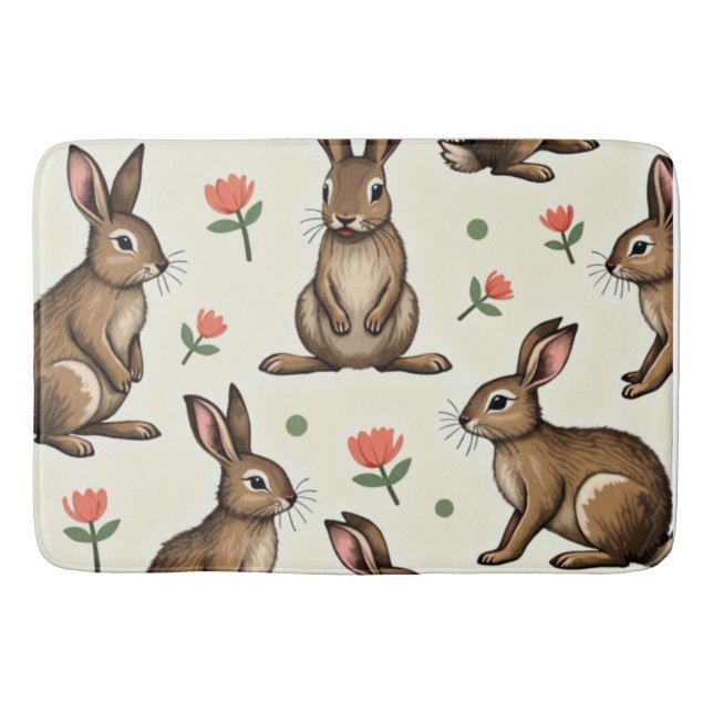 Tapis De Bain motif lapin vintage (Devant)