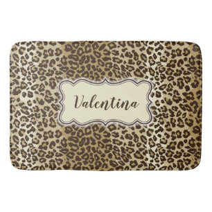 Tapis De Bain Motif Leopard classique avec nom personnalisé