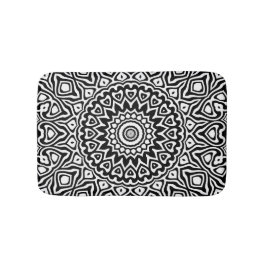Tapis De Bain Motif Mandala noir et blanc moderne