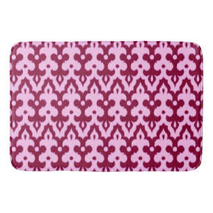 Tapis De Bain Motif marocain Ikat Damask, Bourgogne et rose