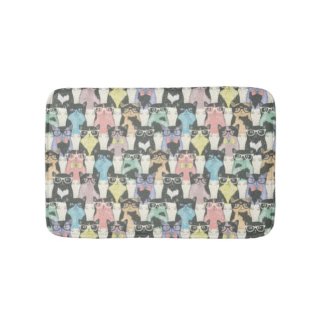 Tapis De Bain Motif mignon de chats de hippie (Devant)