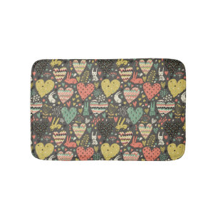 Tapis De Bain Motif mignon de lapins d'amour avec des coeurs