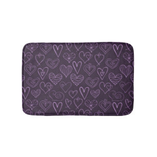 Tapis De Bain Motif moderne de coeur foncé violet