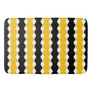 Tapis De Bain Motif moderne funky géométrique noir et jaune