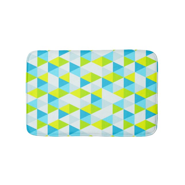 Tapis De Bain Motif moderne géométrique de triangles vertes et (Devant)