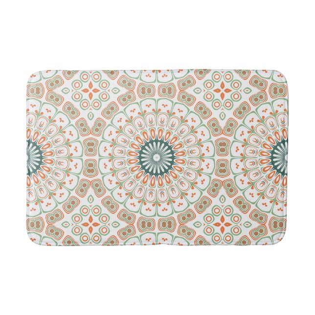 Tapis De Bain Motif moderne orange et vert Mandala (Devant)