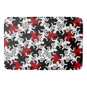 Tapis De Bain Motif Mosaic Geckos - rouge noir blanc