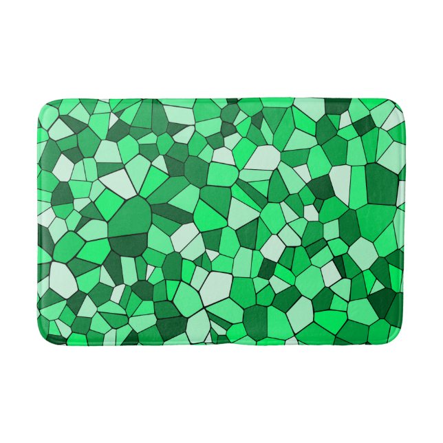 Tapis De Bain Motif mosaïque géométrique vert moderne (Devant)
