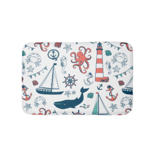 Tapis De Bain Motif nautique de couleur mignonne