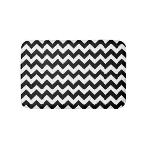 Tapis De Bain Motif noir et blanc de Chevron de zigzag