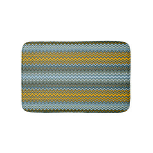 Tapis De Bain Motif ondulé jaune et bleu unique