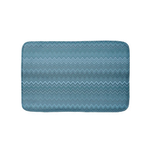 Tapis De Bain Motif ondulé zigzag gris bleu