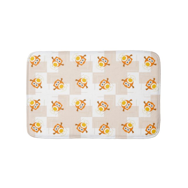 Tapis De Bain Motif orange d'illustration de hibou (Devant)