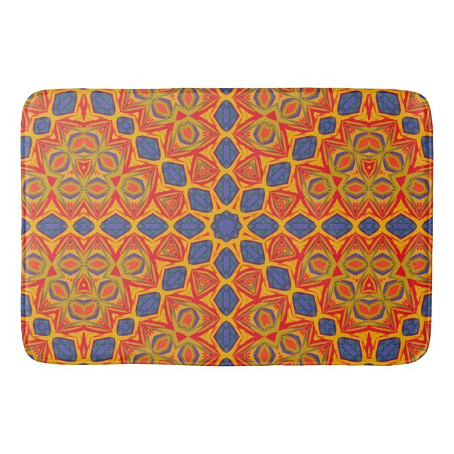 Tapis De Bain Motif Orange Et Bleu (Devant)