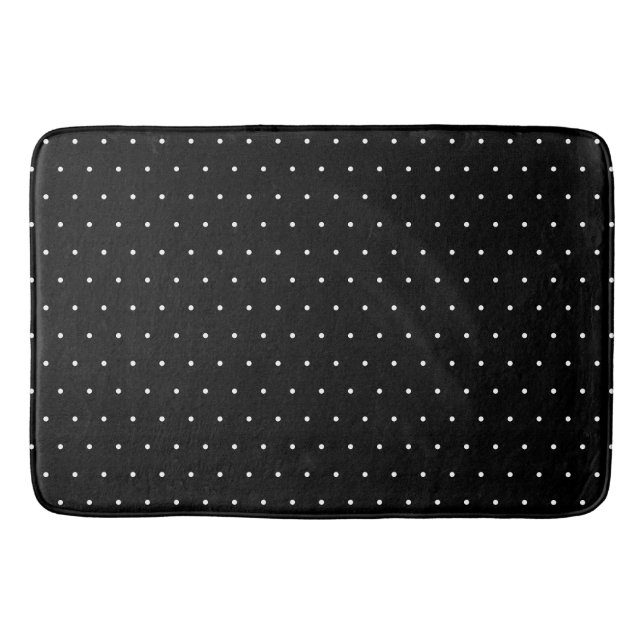 Tapis De Bain Motif Pois minuscule noir et blanc Preppy (Devant)