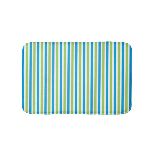Tapis De Bain Motif rayée bleue et verte moderne (Devant)