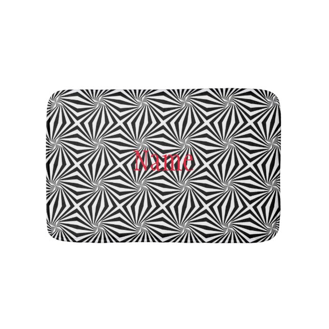 Tapis De Bain Motif rayonnant noir blanc Thunder_Cove (Devant)