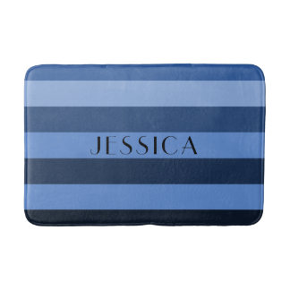 Tapis De Bain Motif rayures bleues modernes