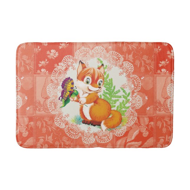 Tapis De Bain motif renard et papillon (Devant)