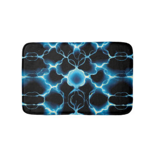 Tapis De Bain Motif répétitif de synthèse électrique bleue