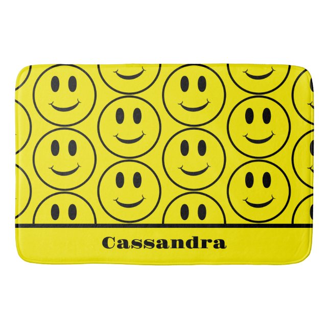 Tapis De Bain Motif rétro Yellow Happy Face souriant (Devant)