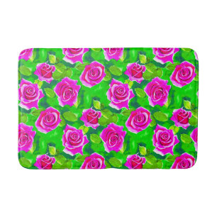 Tapis De Bain Motif Rose Fuchsia Pink