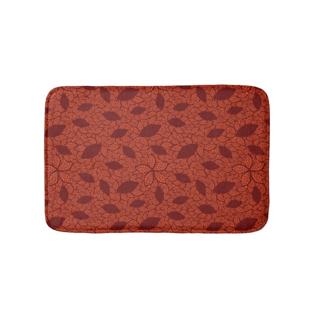 Tapis De Bain Motif rouge de feuille sur l'orange (Devant)