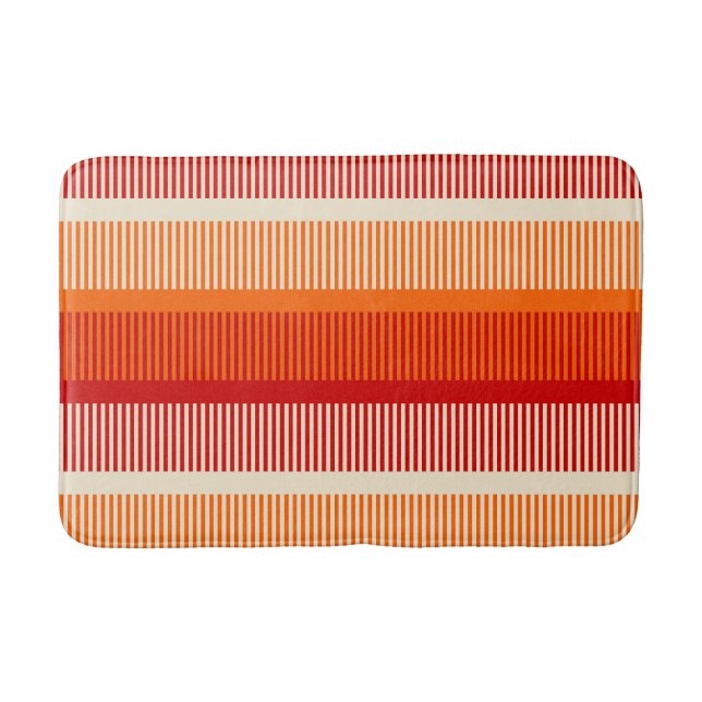 Tapis De Bain Motif rouge orange jaune rayé (Devant)