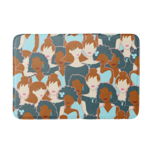 Tapis De Bain Motif sans couture avec filles noires et blanches
