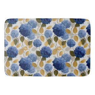 Tapis De Bain Motif sans couture d'hortensia bleu élégant