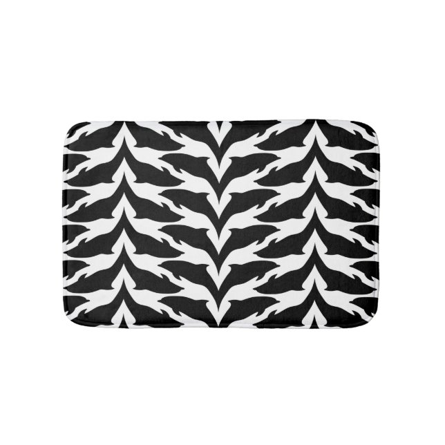 Tapis De Bain Motif sans couture noir et blanc - Dauphin (Devant)
