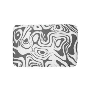Tapis De Bain Motif tourbillonnant abstrait gris et blanc