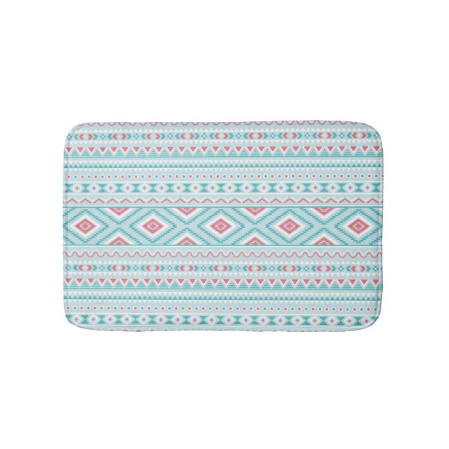Tapis De Bain Motif tribal Aztec Turquoise et rose (Devant)
