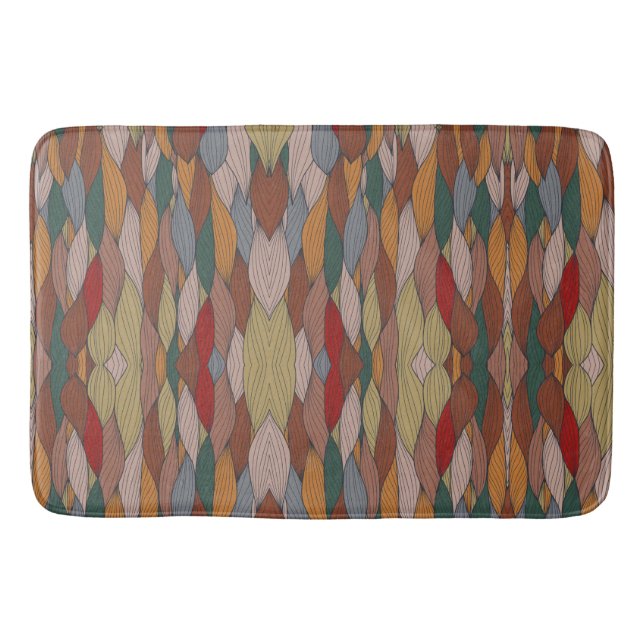 Tapis De Bain Motif unique Wavy avec rose orange Brown vert (Devant)
