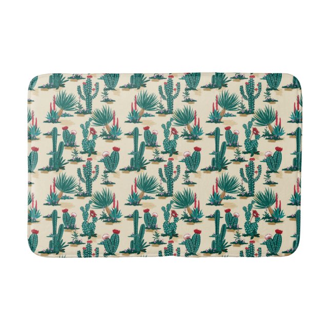 Tapis De Bain Motif vert et rouge de cactus (Devant)