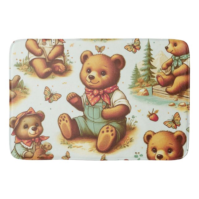 Tapis De Bain Motif vintage Cute Teddy Bear (Devant)