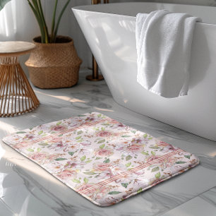 Tapis De Bain motif vintage rose pastel