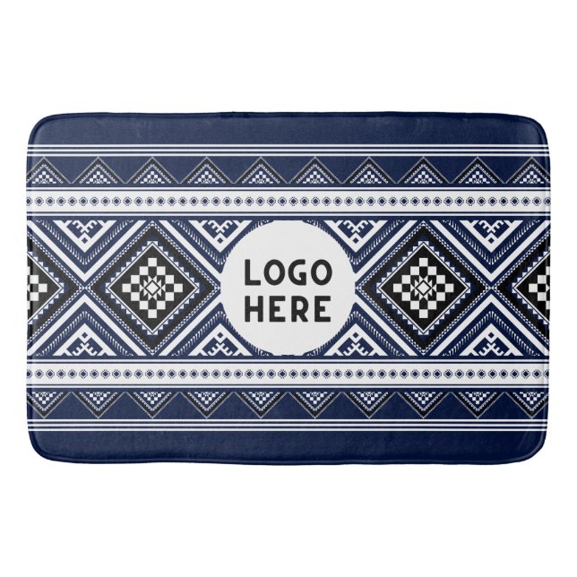 Tapis De Bain Motifs ethniques Abstraits noirs avec logo (Devant)