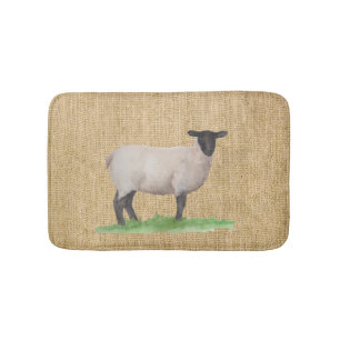 Tapis De Bain Moutons du Suffolk d'aquarelle