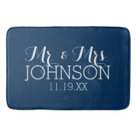 Mr & Mrs Wedding Favor Solid Color Navy Blue