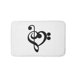 Tapis De Bain Musicien Musique Cœur - Clé de Sol Clé de Fa