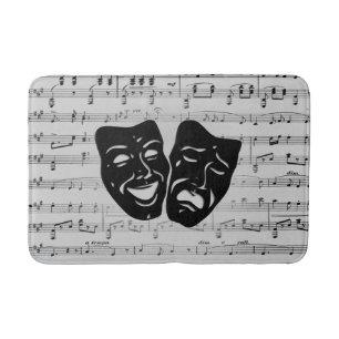 Tapis De Bain Musique d'argent et masques de théâtre