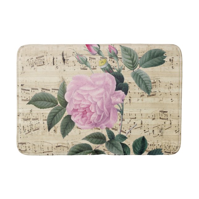 Tapis De Bain Musique de cru de rose de rose (Devant)